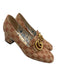 Gucci Shoe Size 39.5 Light Brown & Red Canvas Midi Block Heel Guccissima Pumps Light Brown & Red / 39.5