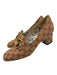 Gucci Shoe Size 39.5 Light Brown & Red Canvas Midi Block Heel Guccissima Pumps Light Brown & Red / 39.5