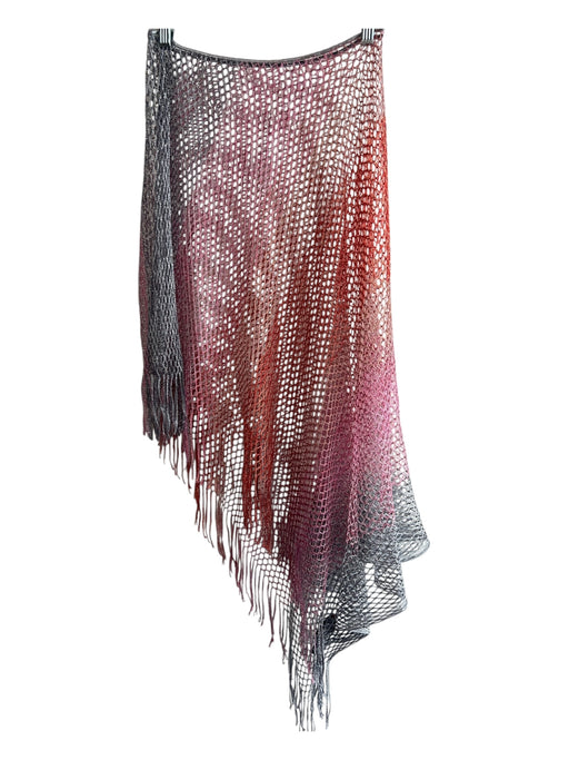 Missoni Pink, Orange & Silver Viscose Shimmer Fringe Fishnet Knit Poncho Pink, Orange & Silver / L