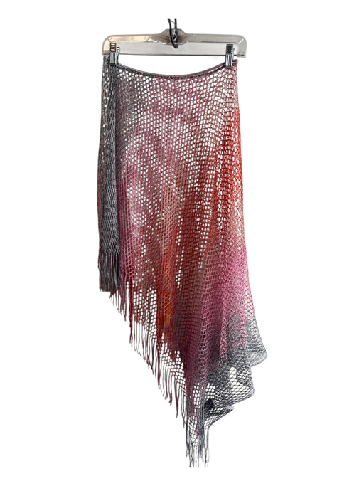 Missoni Pink, Orange & Silver Viscose Shimmer Fringe Fishnet Knit Poncho Pink, Orange & Silver / L