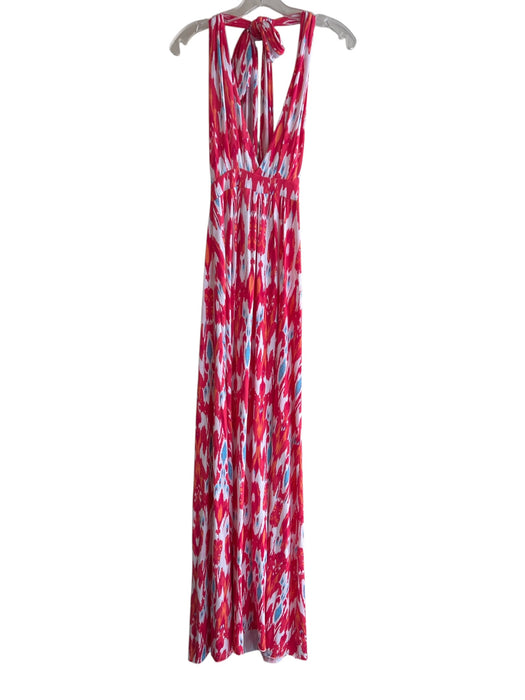 Tart Size S Pink Modal Blend Deep V Tie Neck Sleeveless Abstract Dress Pink / S