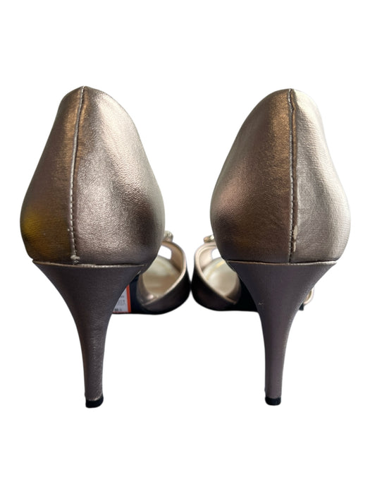 Caparros Shoe Size 8 Silver Leather Peep Toe Rhinestone High Heel Shoes Silver / 8