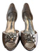 Caparros Shoe Size 8 Silver Leather Peep Toe Rhinestone High Heel Shoes Silver / 8