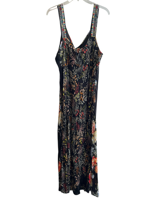 Johnny Was Size 2X Black & Multi Rayon & Silk Round Neck Sleeveless Floral Dress Black & Multi / 2X
