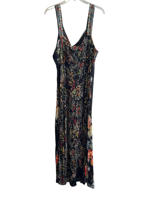 Johnny Was Size 2X Black & Multi Rayon & Silk Round Neck Sleeveless Floral Dress Black & Multi / 2X