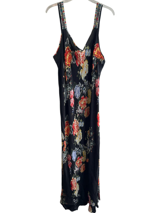 Johnny Was Size 2X Black & Multi Rayon & Silk Round Neck Sleeveless Floral Dress Black & Multi / 2X