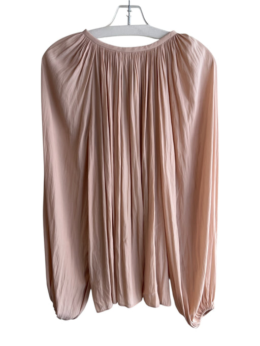 Ramy Brook Size L Pastel Pink Polyester Tie V Neck Long Gathered Sleeve Top Pastel Pink / L