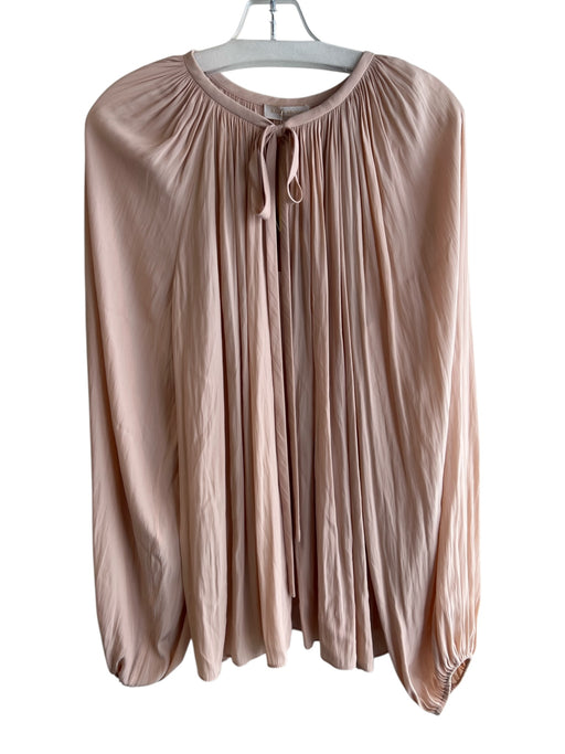 Ramy Brook Size L Pastel Pink Polyester Tie V Neck Long Gathered Sleeve Top Pastel Pink / L