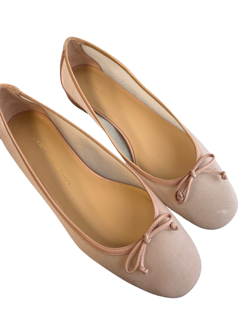 Stuart Weitzman Shoe Size 9 Baby Pink Mesh & Leather Round Toe Bow Detail Shoes Baby Pink / 9