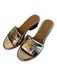 Tory Burch Shoe Size 9 Metallic Gold Leather open toe Logo Slip On Shoes Metallic Gold / 9