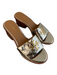Tory Burch Shoe Size 9 Metallic Gold Leather open toe Logo Slip On Shoes Metallic Gold / 9