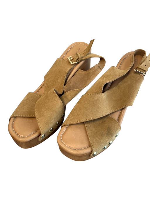 Anthropologie Shoe Size 41 Brown Suede Criss Cross Gold Hardware Shoes Brown / 41