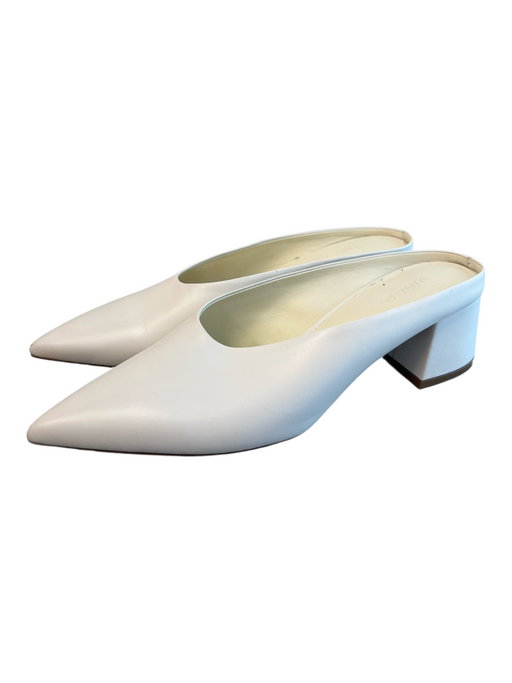 Vince Shoe Size 9M White Leather Pointed Toe Slip On Block Heel Shoes White / 9M