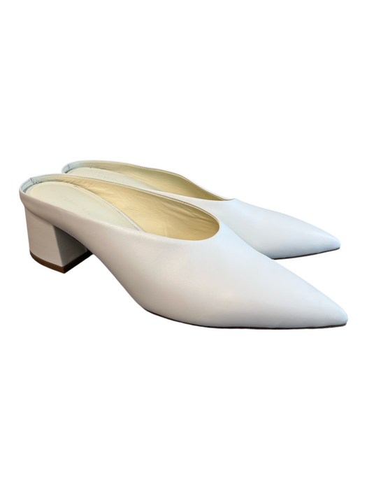 Vince Shoe Size 9M White Leather Pointed Toe Slip On Block Heel Shoes White / 9M