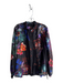Johnny Was Size XL Black Multi Silk Floral Long Sleeve Button Down Top Black Multi / XL