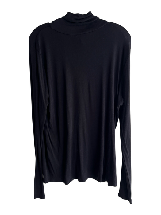 Eileen Fisher Size XL Black Organic Cotton Blend Turtle Neck Long Sleeve Top Black / XL