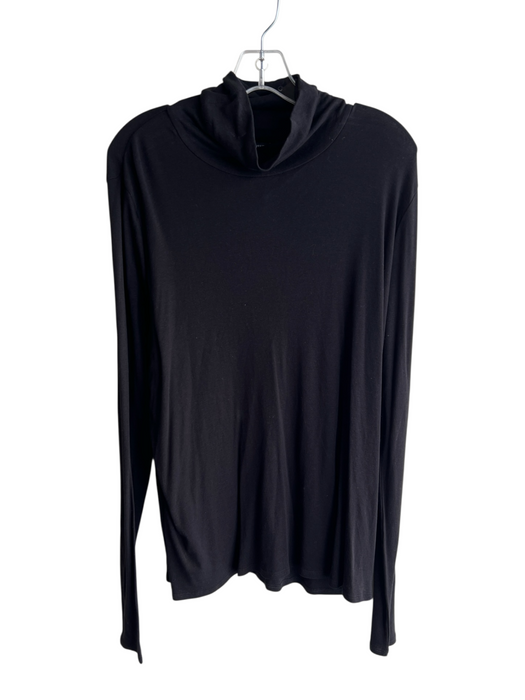 Eileen Fisher Size XL Black Organic Cotton Blend Turtle Neck Long Sleeve Top Black / XL