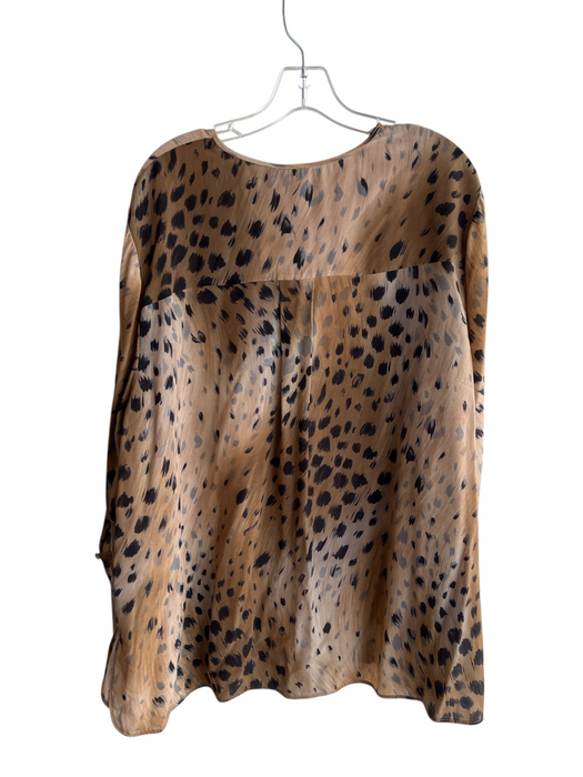 Lafayette 148 Size 2X Brown, Black & Gray Silk Animal Print Button Down Top Brown, Black & Gray / 2X