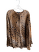 Lafayette 148 Size 2X Brown, Black & Gray Silk Animal Print Button Down Top Brown, Black & Gray / 2X