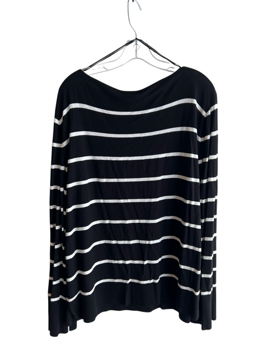 Lafayette 148 Size 2X Black & White Viscose Blend Striped Wide Neck Top Black & White / 2X