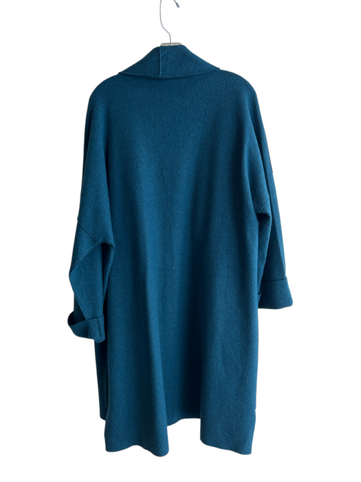 Eileen Fisher Size 2X Dark Teal Blue Wool Front Pocket Open Front Coat Dark Teal Blue / 2X