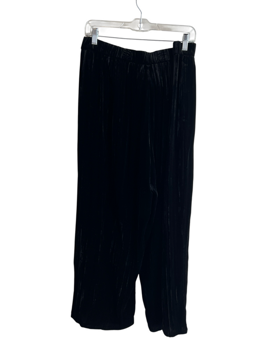 Eileen Fisher Size Est xl Black Viscose & Silk Elastic Waist Wide Leg Pants Black / Est xl