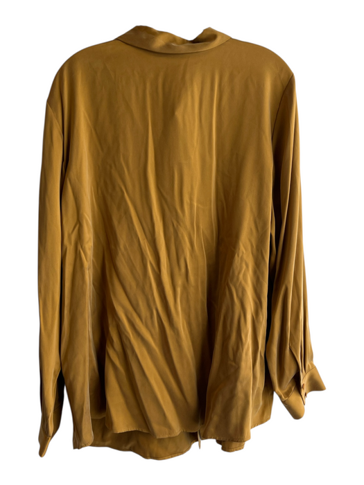 Eileen Fisher Size Est xl Mustard Silk Long Sleeve Collared Button Down Top Mustard / Est xl