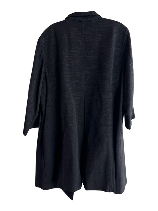Eileen Fisher Size 1X Black Cotton Open Front Back Pleat Textured Pockets Coat Black / 1X