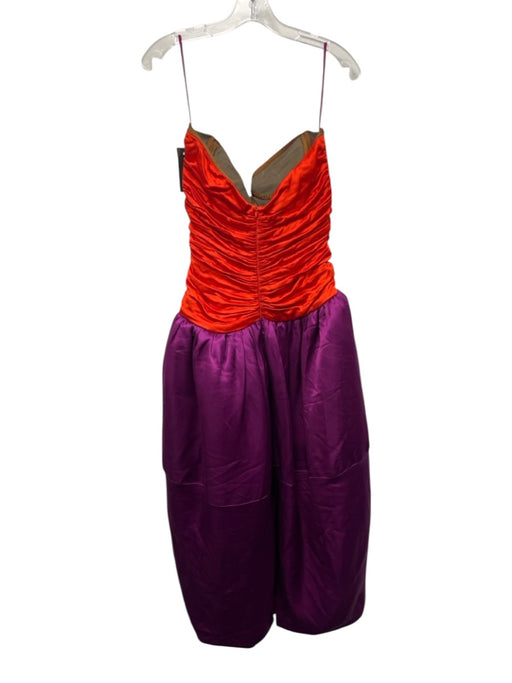 Harbison Size 10 Orange & Purple Viscose Strapless Gathered Ruched Gown Orange & Purple / 10