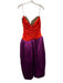 Harbison Size 10 Orange & Purple Viscose Strapless Gathered Ruched Gown Orange & Purple / 10