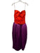 Harbison Size 10 Orange & Purple Viscose Strapless Gathered Ruched Gown Orange & Purple / 10
