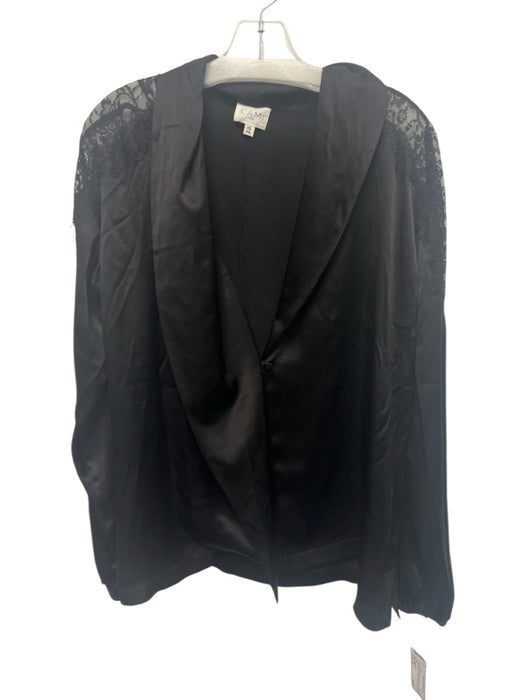 Cami NYC Size XS Black Silk Lace Panel Button Front Shawl Collar Jacket Black / XS