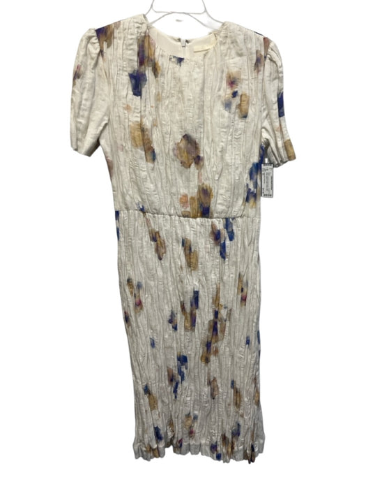 Jason Wu Collection Size 10 Cream White, Beige & Purple Cotton & Silk Dress Cream White, Beige & Purple / 10