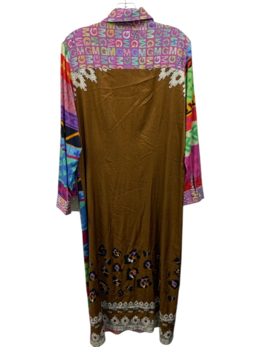 Mucho Gusto Size M Purple & Multi Viscose Blend Abstract Print Long Sleeve Dress Purple & Multi / M