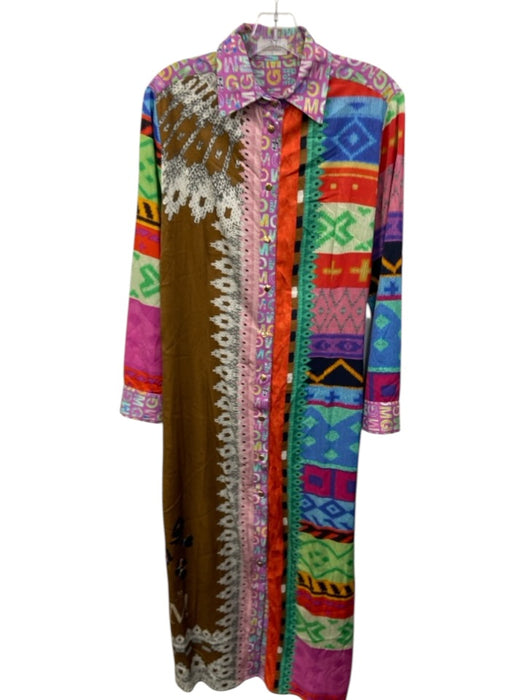 Mucho Gusto Size M Purple & Multi Viscose Blend Abstract Print Long Sleeve Dress Purple & Multi / M