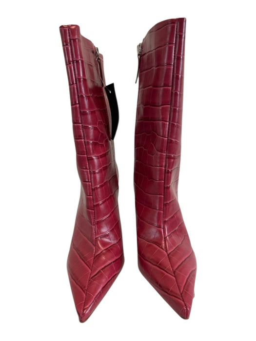 Schutz Shoe Size 8.5 Rose Pink Leather Upper Croc Embossed Side Zip Boots Rose Pink / 8.5