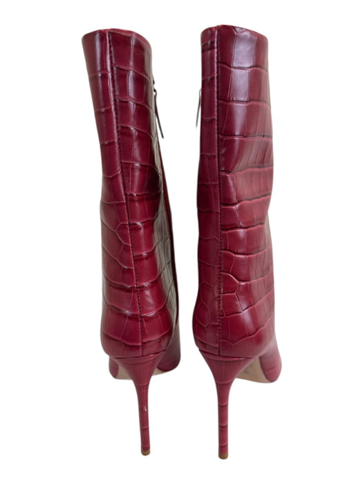 Schutz Shoe Size 8.5 Rose Pink Leather Upper Croc Embossed Side Zip Boots Rose Pink / 8.5