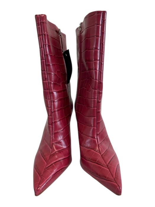 Schutz Shoe Size 8.5 Rose Pink Leather Upper Croc Embossed Side Zip Boots Rose Pink / 8.5