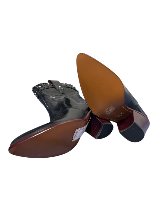 Coach Shoe Size 38.5 Black Leather Cuban Heel Pointed Toe Charms Boots Black / 38.5