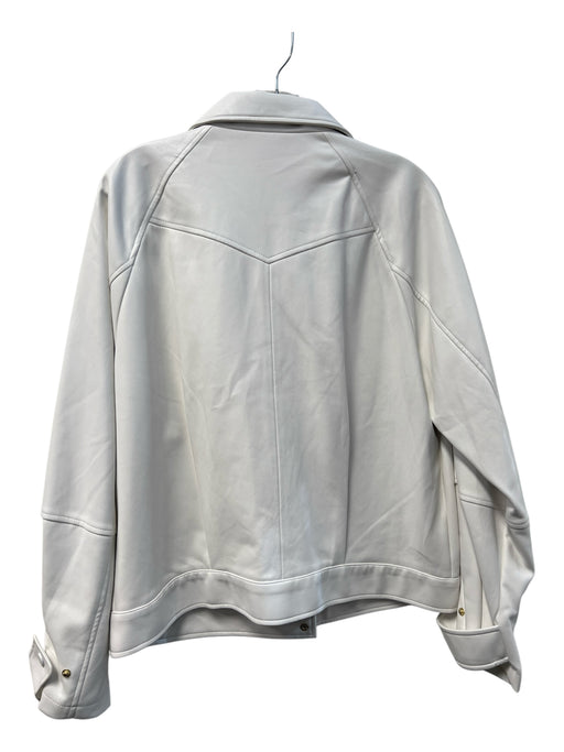 Marc New York Size Medium White Polyurethane Front Snap Collared Boxy Fit Jacket White / Medium