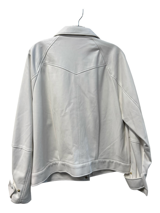 Marc New York Size Medium White Polyurethane Front Snap Collared Boxy Fit Jacket White / Medium