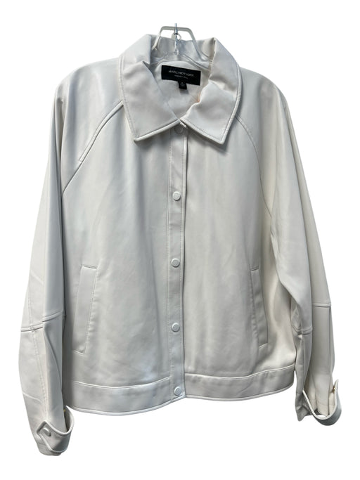 Marc New York Size Medium White Polyurethane Front Snap Collared Boxy Fit Jacket White / Medium
