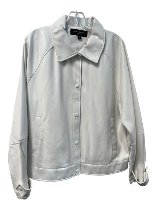 Marc New York Size Medium White Polyurethane Front Snap Collared Boxy Fit Jacket White / Medium