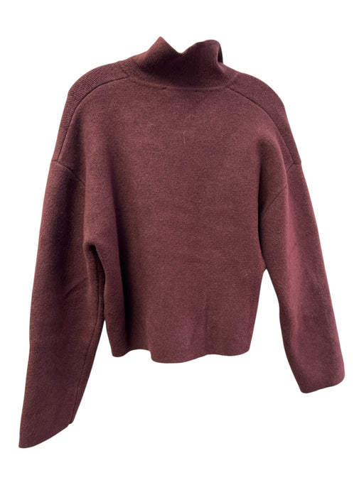 Zara Size XL Maroon Acrylic Blend Front Zip Collared Boxy Fit Pockets Jacket Maroon / XL