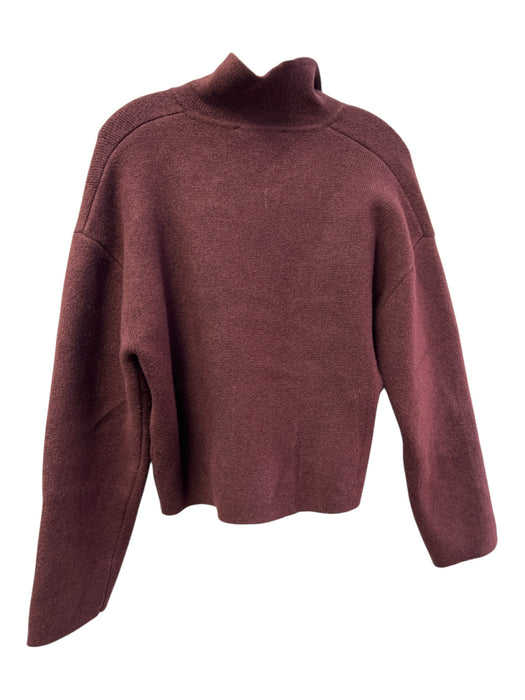 Zara Size XL Maroon Acrylic Blend Front Zip Collared Boxy Fit Pockets Jacket Maroon / XL