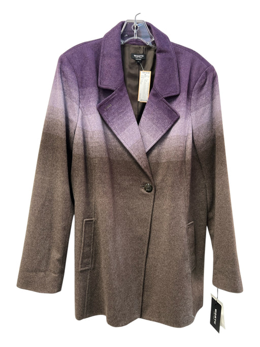 Worth Size Large Plum Wool Blend Ombre 1 Button Side Pocket Knee length Coat Plum / Large