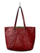Patricia Nash Red Leather Tooled 2 handles Twist Clasp Interior Zip Pouch Bag Red / XL