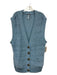 Free People Size M Light Blue Cotton Knit Ribbed Detail Button Up Vest Sweater Light Blue / M