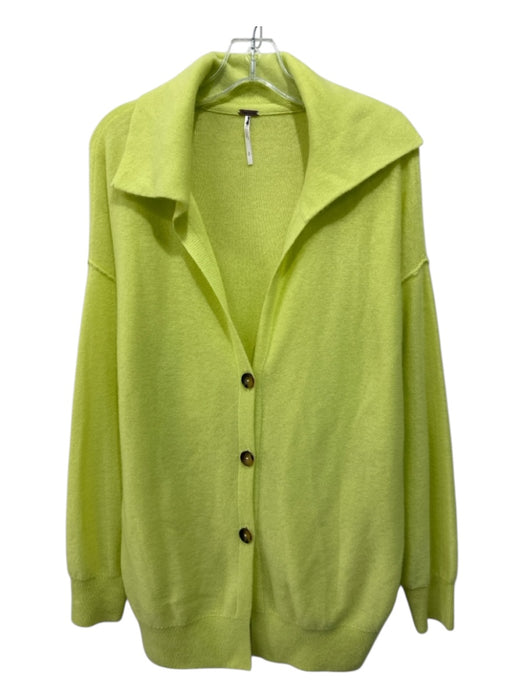Free People Size S/P Chartreuse Green Cashmere Large Collar Cardigan Chartreuse Green / S/P