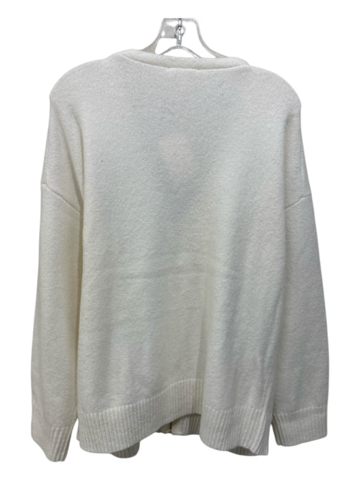 Splendid Size XL Cream Acrylic Blend Gold Zipper Pockets Ribbed Detail Cardigan Cream / XL